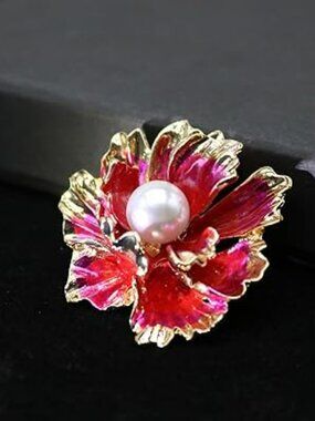 NEW Crystal Pearl Flower Brooch Pin Fashion Rhinestone Floral Classy Jewelry